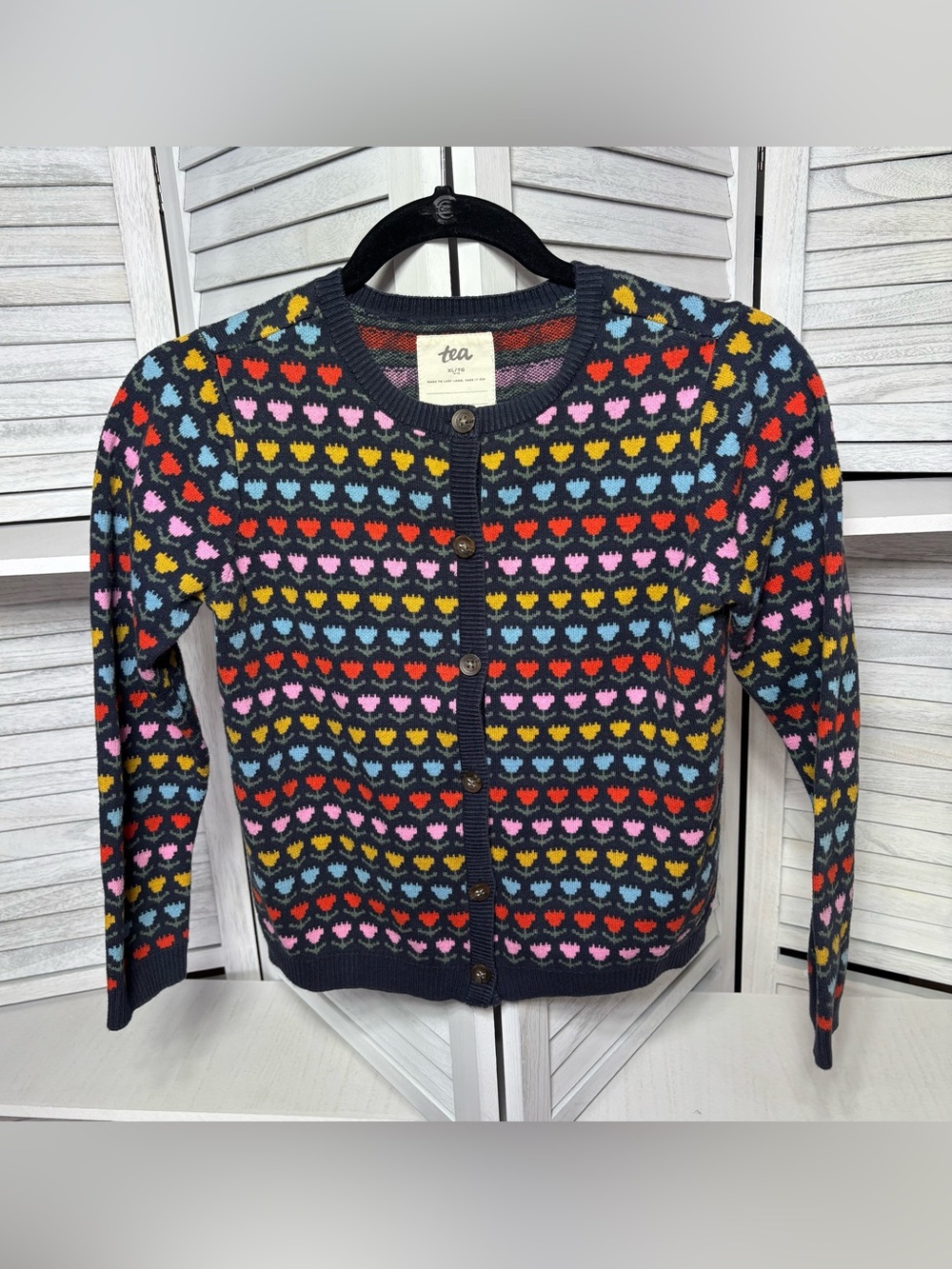 Tea Collection Girls XL 12-14 Tulip Floral Cardigan 100% Cotton